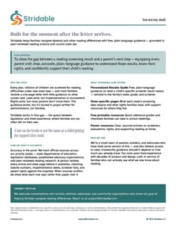 About Stridable printable one-page overview